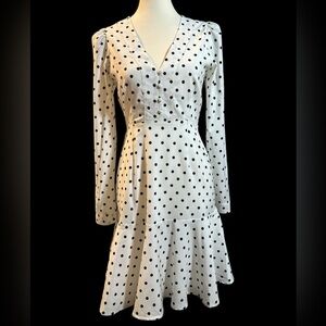 Yumi Kim Black and White Polka Dot Midi Dress